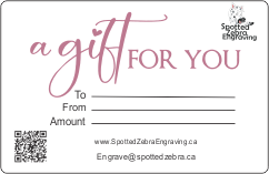 Gift Card - Spotted Zebra Engraving