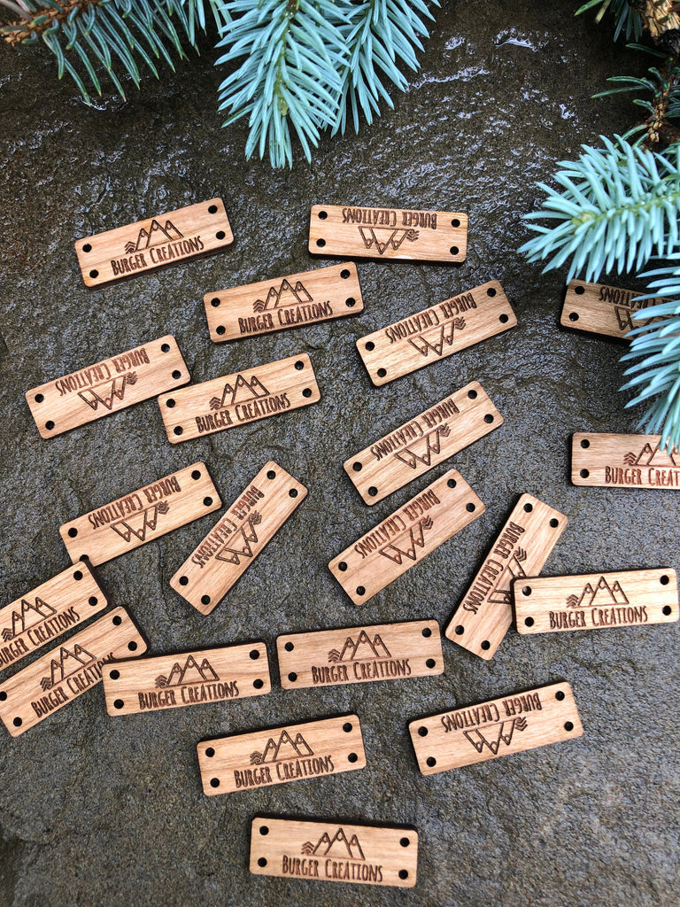 Custom Handmade By Wood Tags - Set of 25