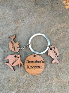 "Grandpa's Keepers" Fish Keychain