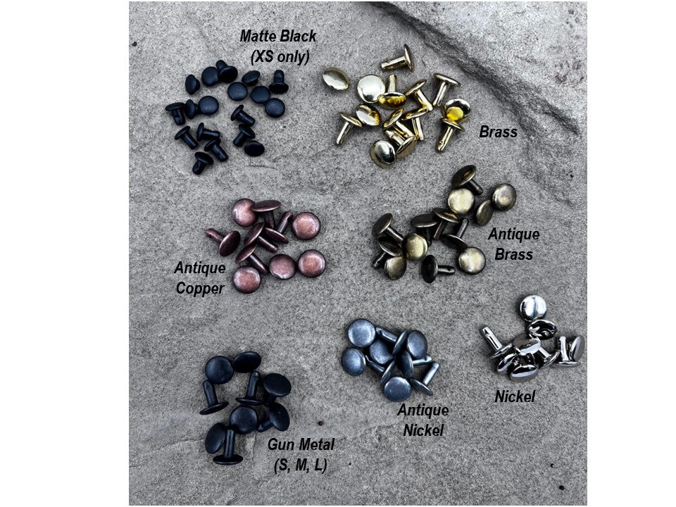 Double Cap Rivets, stud rivets - 25 set per order Small 7mm x 7mm, Med ...